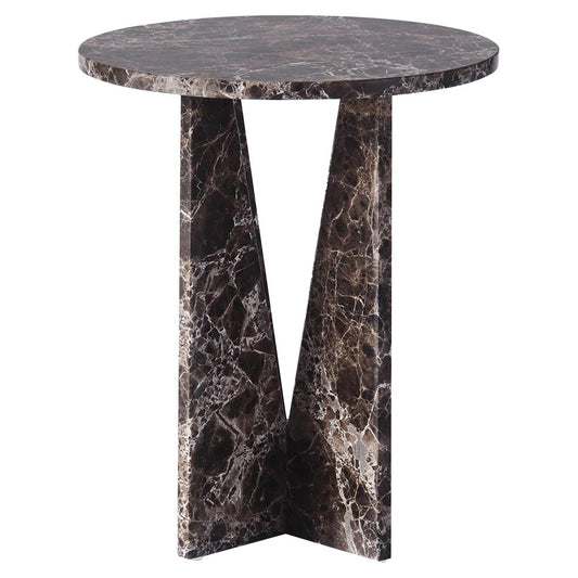 V Side Table - Dark Emperador Marble