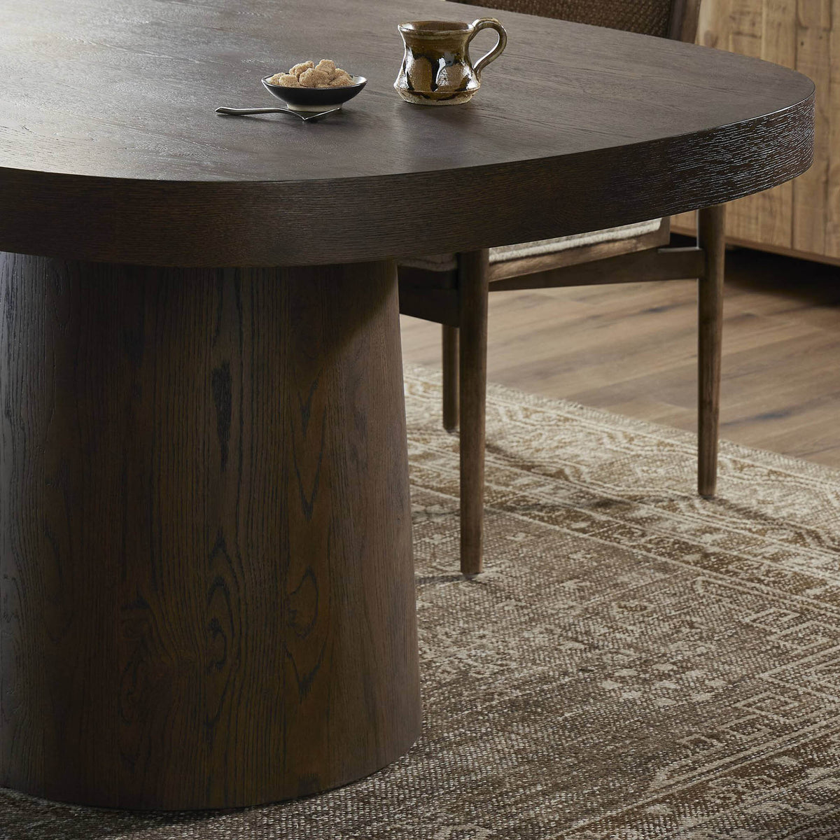 Valen Dining Table - Rustic Brown Oak Veneer