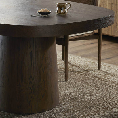 Valen Dining Table - Rustic Brown Oak Veneer