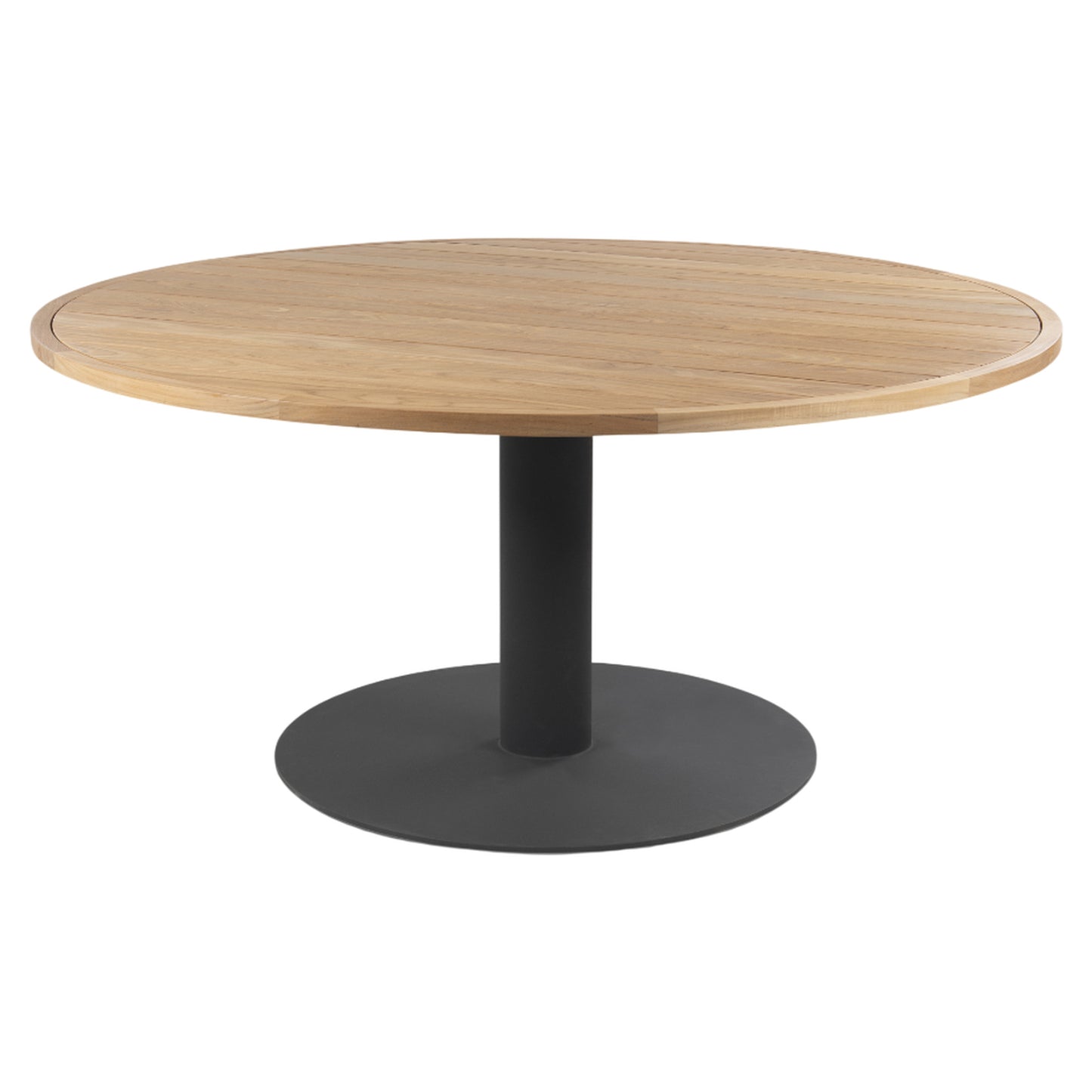 Venice Dining Table - Teak Top, Black Aluminum Base