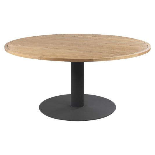 Venice Dining Table - Teak Top, Black Aluminum Base