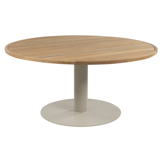 Venice Dining Table - Teak Top, Linen Aluminum Base