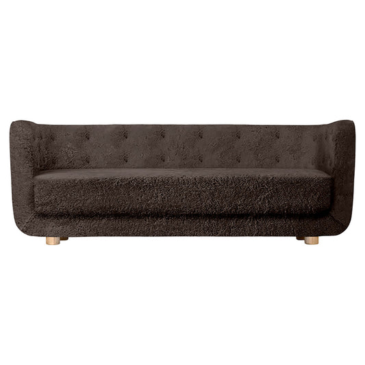 Vilhelm Sofa - Espresso Sheepskin, Natural Oak