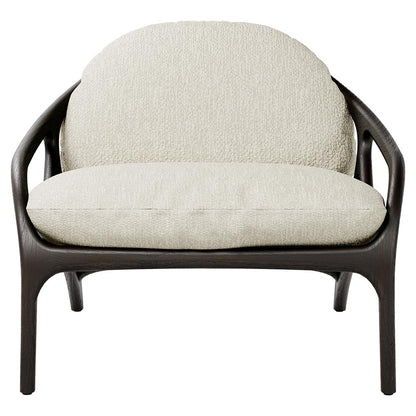 Vime Lounge Chair - Beige Boucle, Dark Brown Leather, Dark Brown Teak Frame