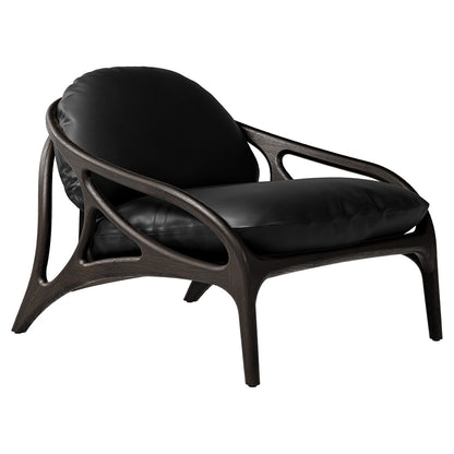 Vime Lounge Chair - Black Leather, Dark Brown Leather, Dark Brown Teak Frame