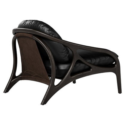 Vime Lounge Chair - Black Leather, Dark Brown Leather, Dark Brown Teak Frame