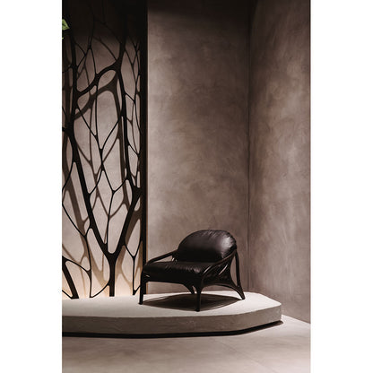 Vime Lounge Chair - Black Leather, Dark Brown Leather, Dark Brown Teak Frame