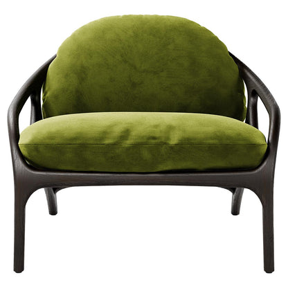 Vime Lounge Chair - Green Velvet, Dark Brown Leather, Dark Brown Teak Frame