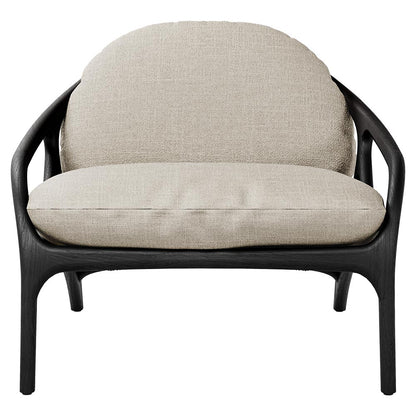 Vime Outdoor Lounge Chair - Beige Structured, Black Cord, Black Teak Frame