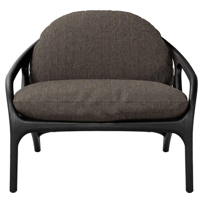 Vime Outdoor Lounge Chair - Dark Brown Structured, Black Cord, Black Teak Frame