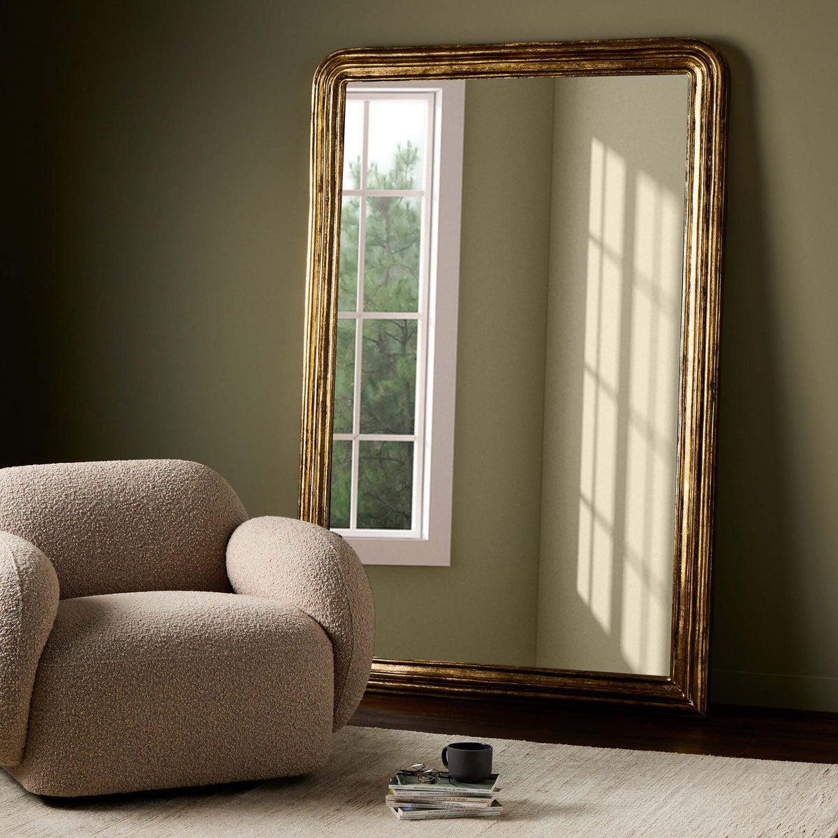 Vintage Louis Floor Mirror - Antiqued Gold Leaf