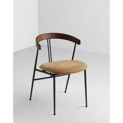 Violin Seat Upholstered Dining Chair - Wood Backrest