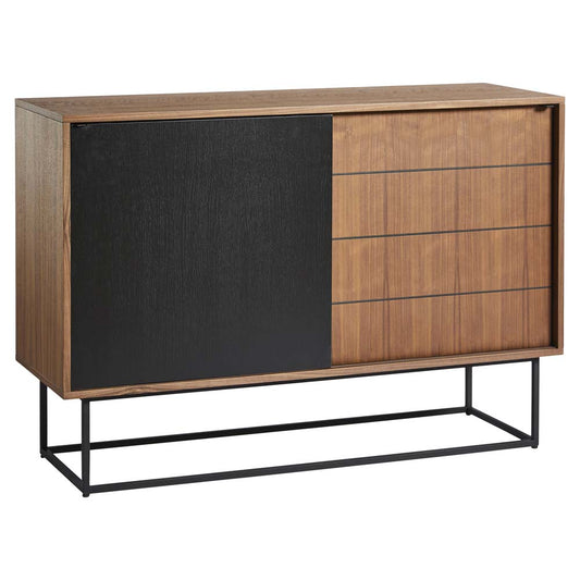 Virka High Sideboard - Walnut, Black Painted Oak