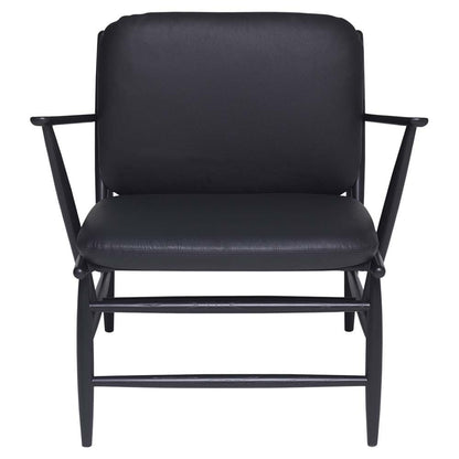 Von Lounge Armchair - Black Leather Cushion, Black Frame