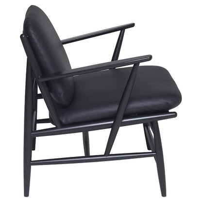 Von Lounge Armchair - Black Leather Cushion, Black Frame