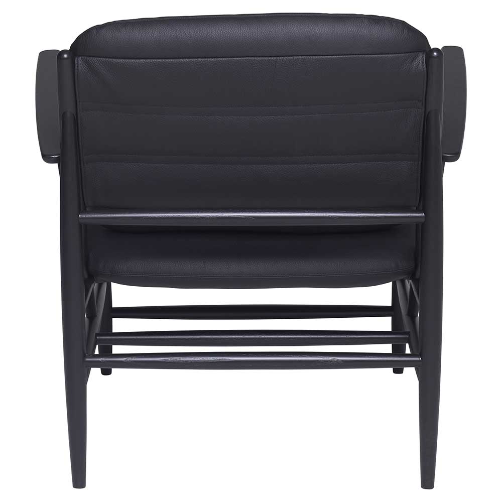 Von Lounge Armchair - Black Leather Cushion, Black Frame