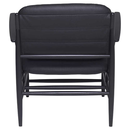 Von Lounge Armchair - Black Leather Cushion, Black Frame
