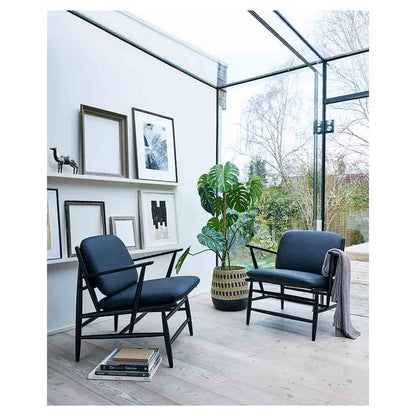 Von Lounge Armchair - Black Leather Cushion, Black Frame