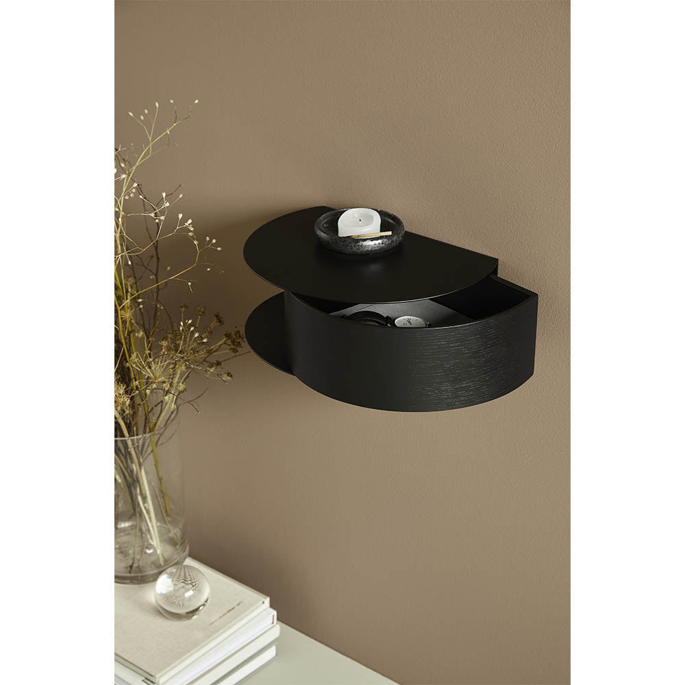Wallie Wall Drawer - Black Painted Oak