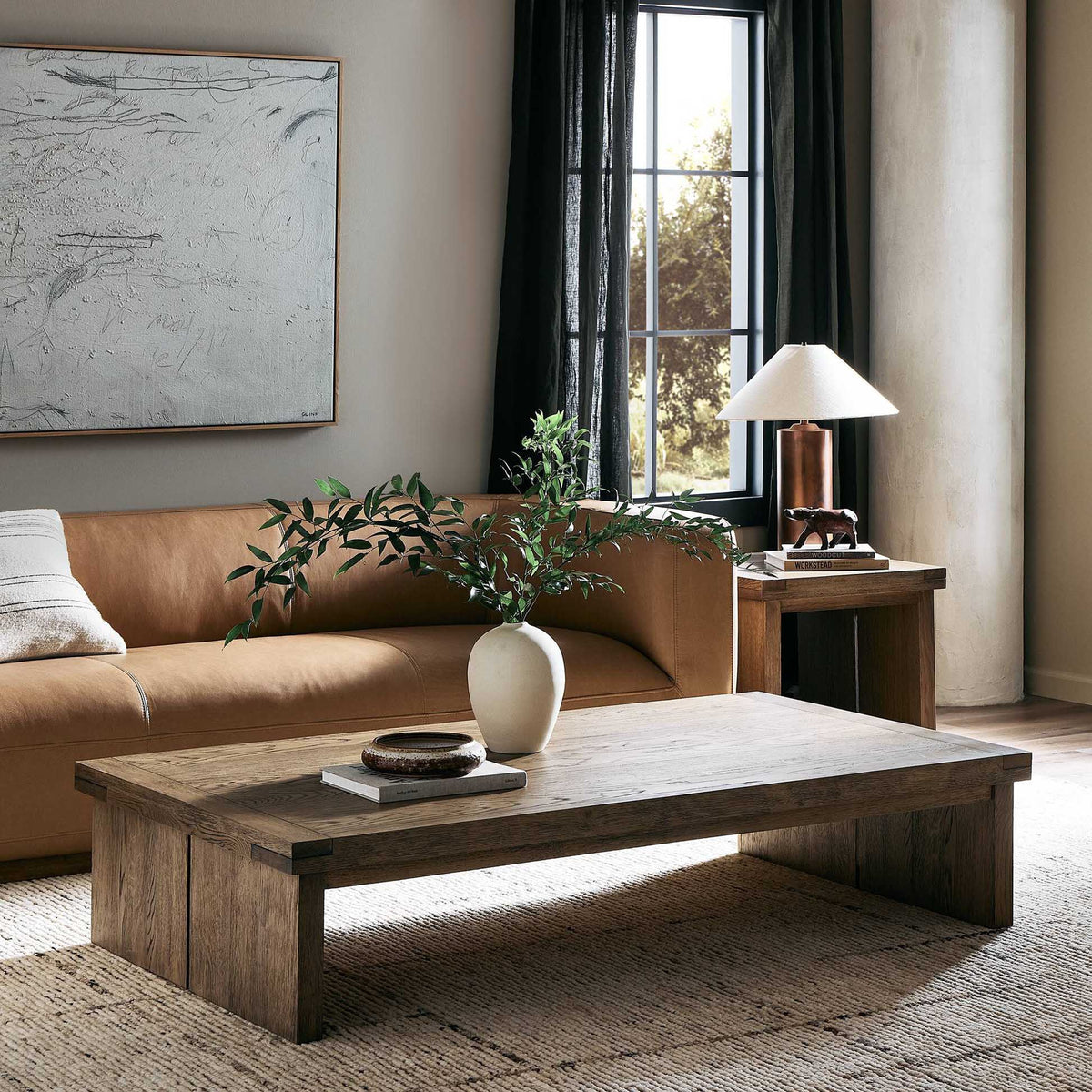 Warby Coffee Table - Worn Oak Veneer