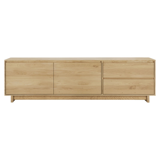 Wave TV Cupboard - 2 Doors, 1 Flip-down Door, 1 Drawer - Oak