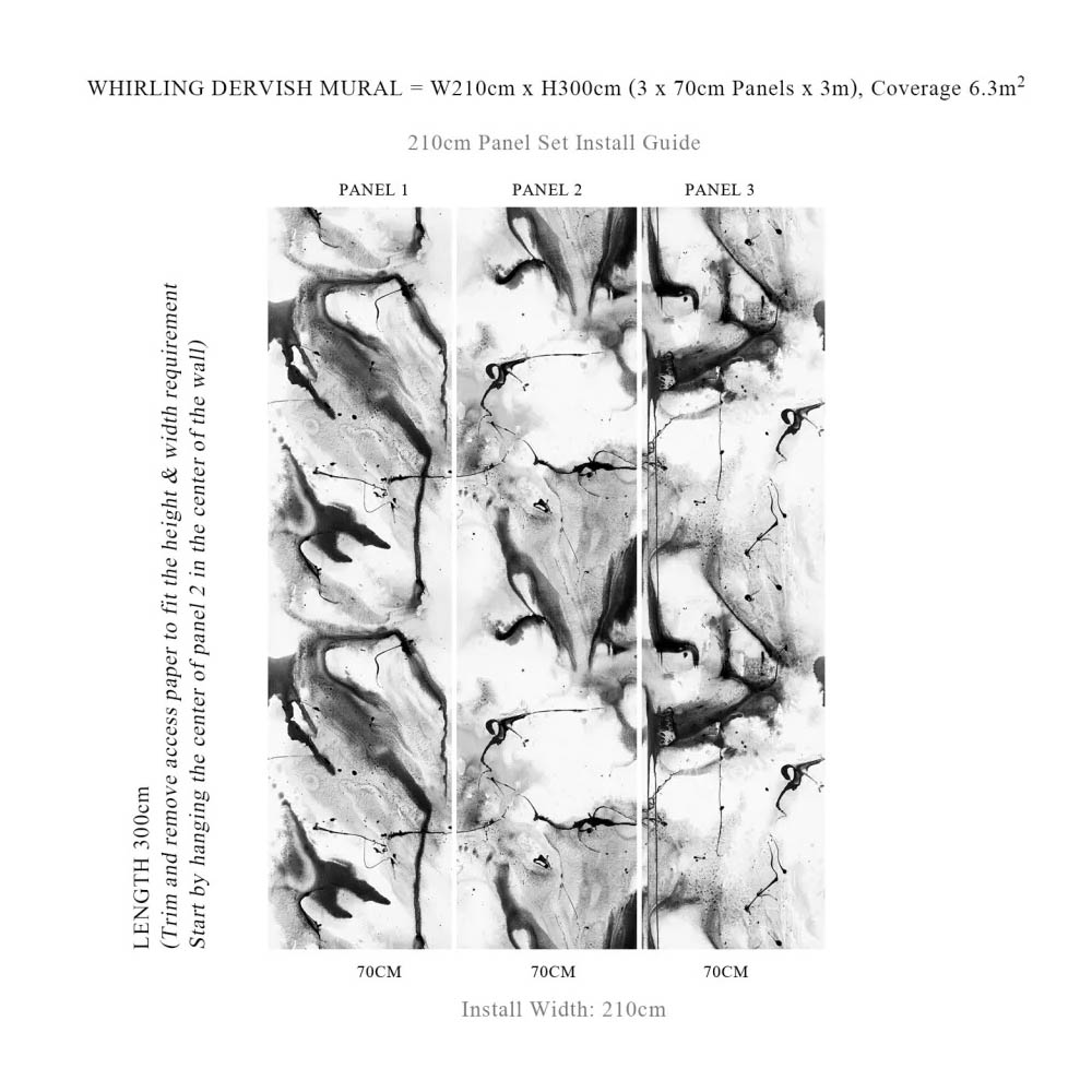 Whirling Dervish Wallpaper - Stone 3 Panels