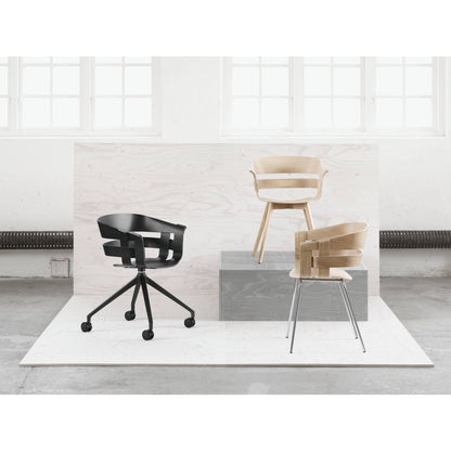 Wick Swivel Chair With Wheels - Black Seat, Gray Base