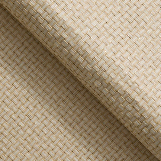 Wide Stranded Boxweave Paperweave Wallpaper - Natural on Wheat Edge