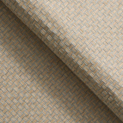 Wide Stranded Boxweave Paperweave Wallpaper - Wheat with Pale Slate Edge