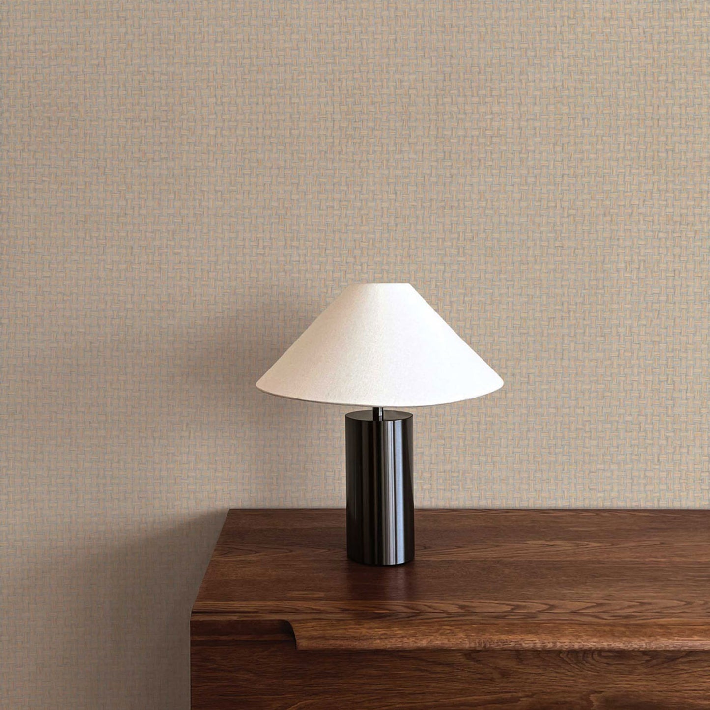 Wide Stranded Boxweave Paperweave Wallpaper - Wheat with Pale Slate Edge