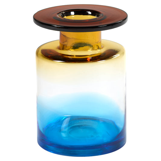 Wind & Fire Vase - Blue and Amber, Medium