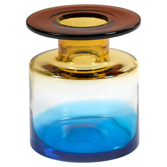 Wind & Fire Vase - Blue and Amber, Small