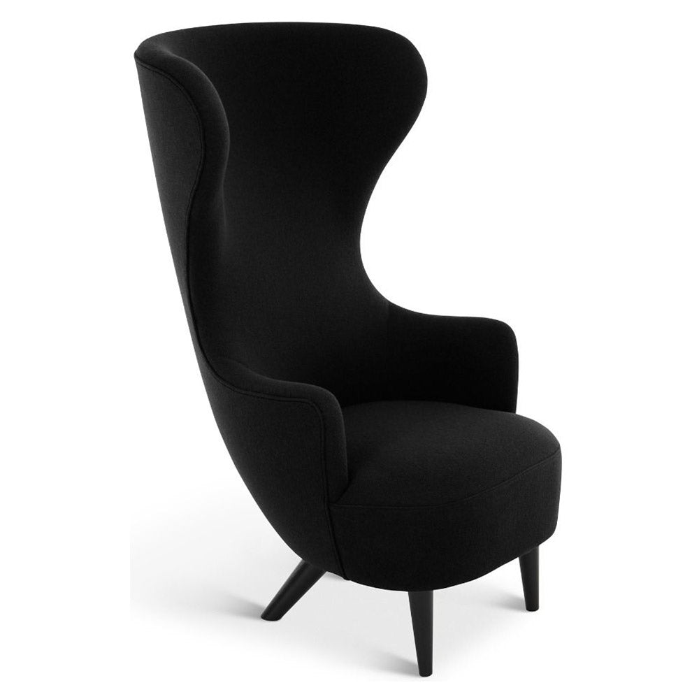 Wingback Chair - Black Hallingdal 0190, Black Oak Legs