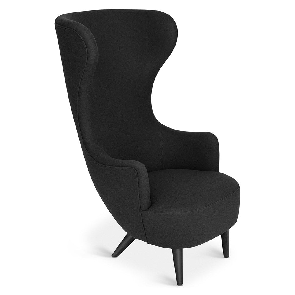 Wingback Chair - Black Hero 2 0191, Black Oak Legs