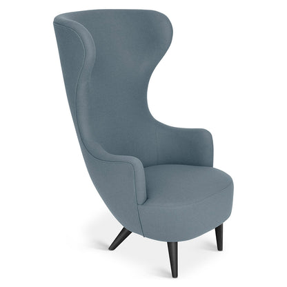 Wingback Chair - Blue Hero 2 0152, Black Oak Legs