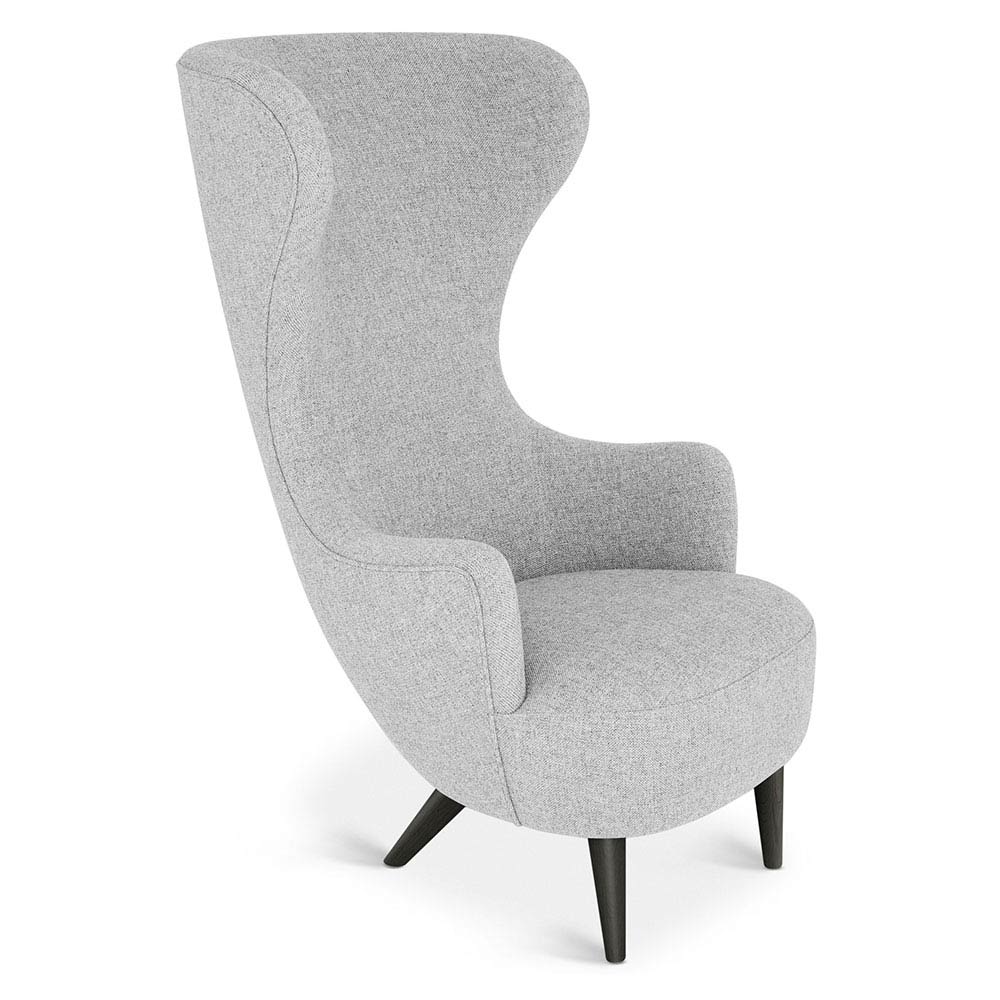Wingback Chair - Gray Hallingdal 0116, Black Oak Legs