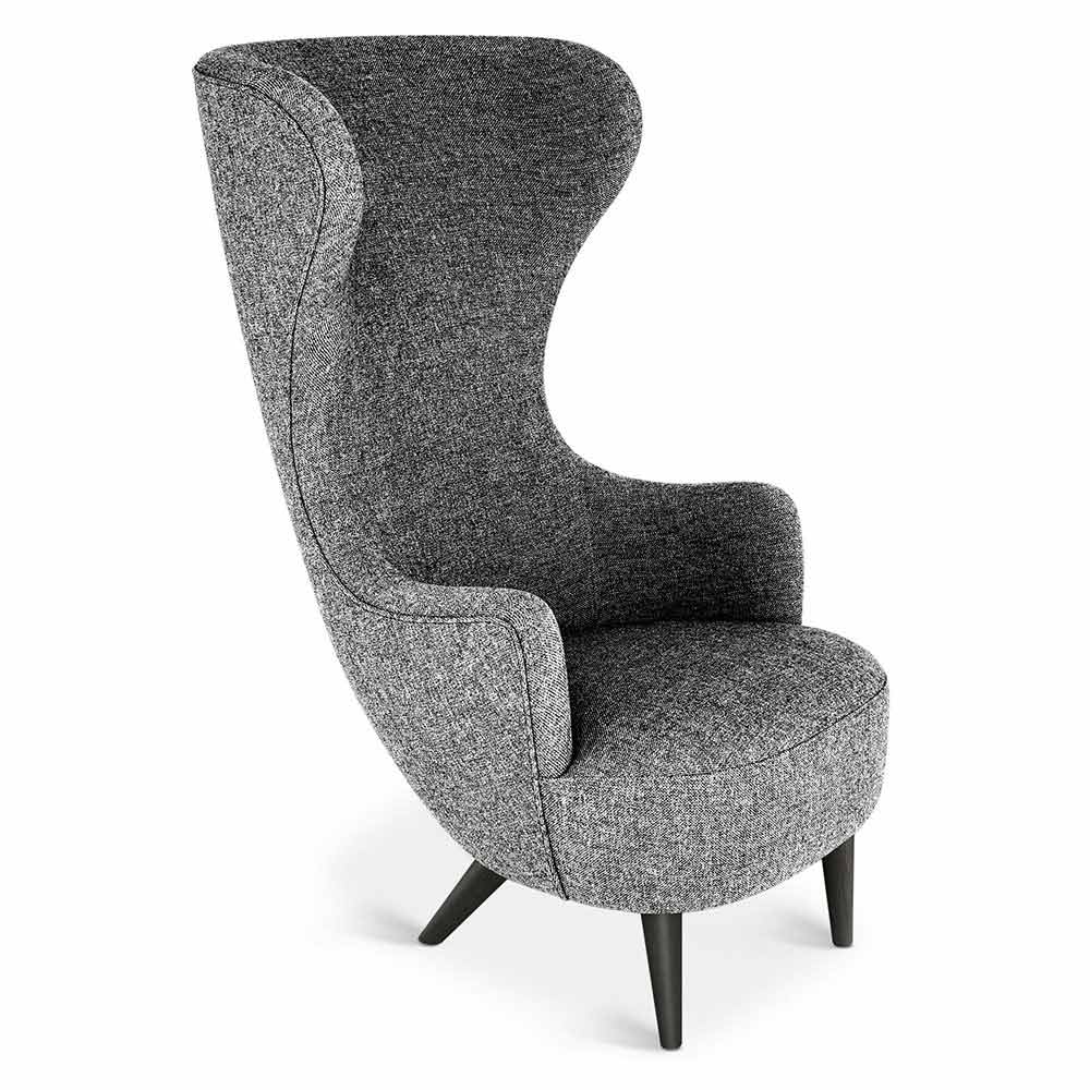 Wingback Chair - Gray Hallingdal 0166, Black Oak Legs