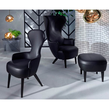 Wingback Chair - Gray Hallingdal 0116, Black Oak Legs