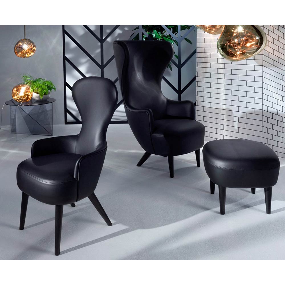 Wingback Chair - Purple Hallingdal 0702, Black Oak Legs