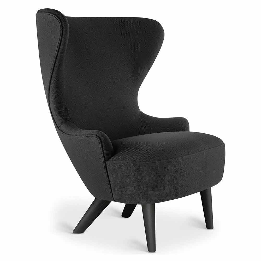 Wingback Micro Chair - Black Hallingdal 0190, Black Oak Legs