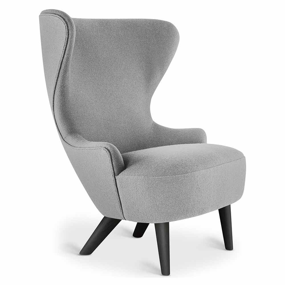 Wingback Micro Chair - Gray Hallingdal 0130, Black Oak Legs