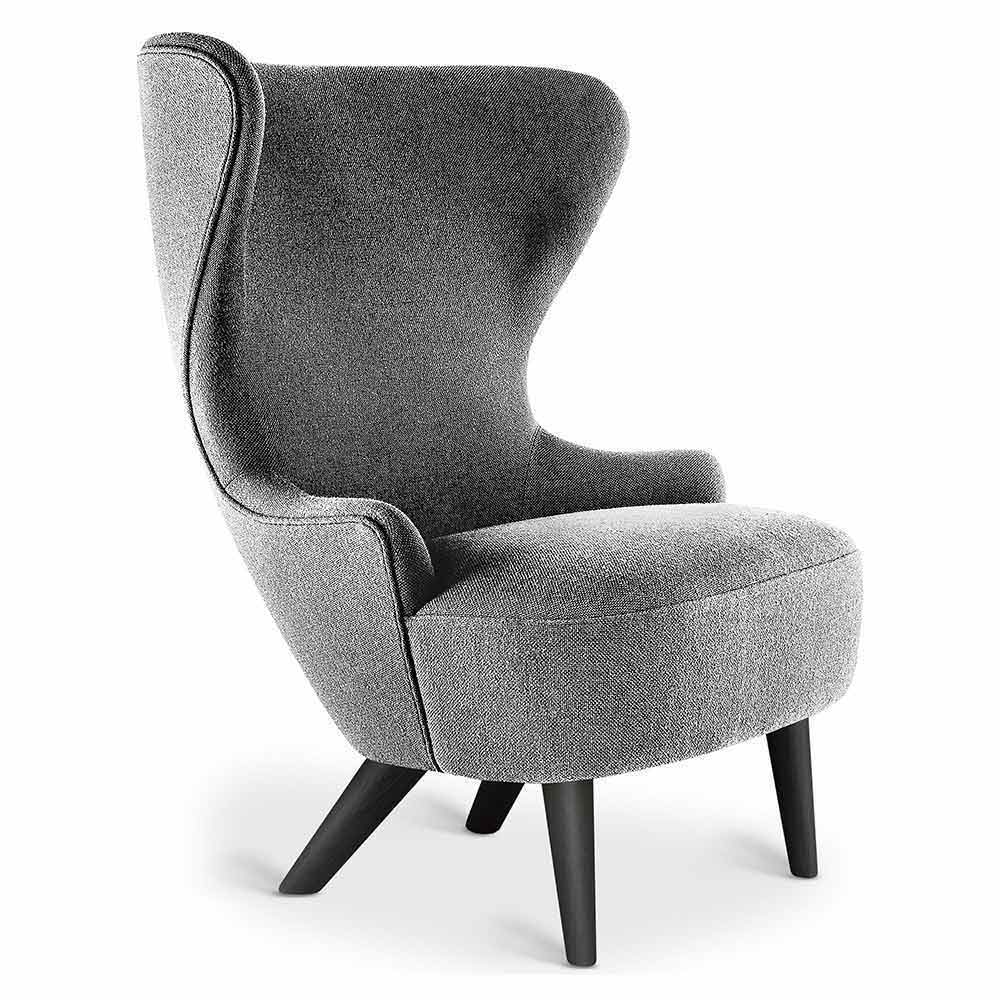 Wingback Micro Chair - Gray Hallingdal 0166, Black Oak Legs