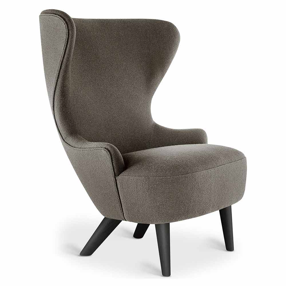 Wingback Micro Chair - Gray Hallingdal 0368, Black Oak Legs