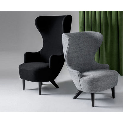 Wingback Micro Chair - Gray Hallingdal 0116, Black Oak Legs