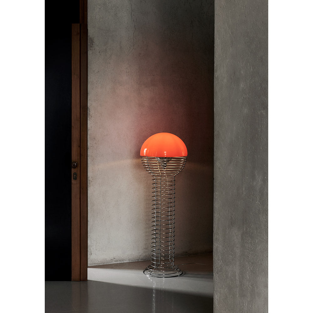 Wire Floor Lamp - Chrome/Orange