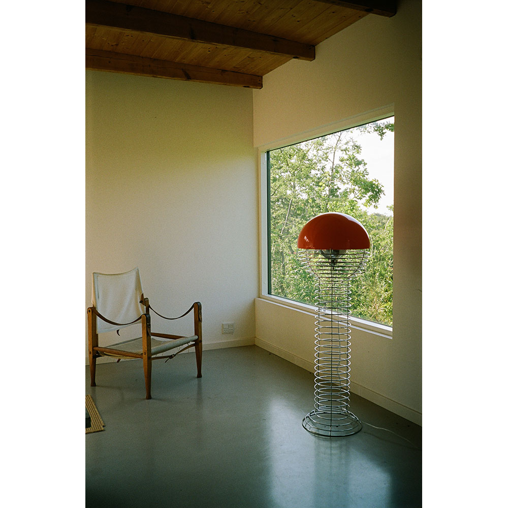 Wire Floor Lamp - Chrome/Orange