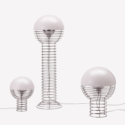 Wire Floor Lamp - Chrome/White