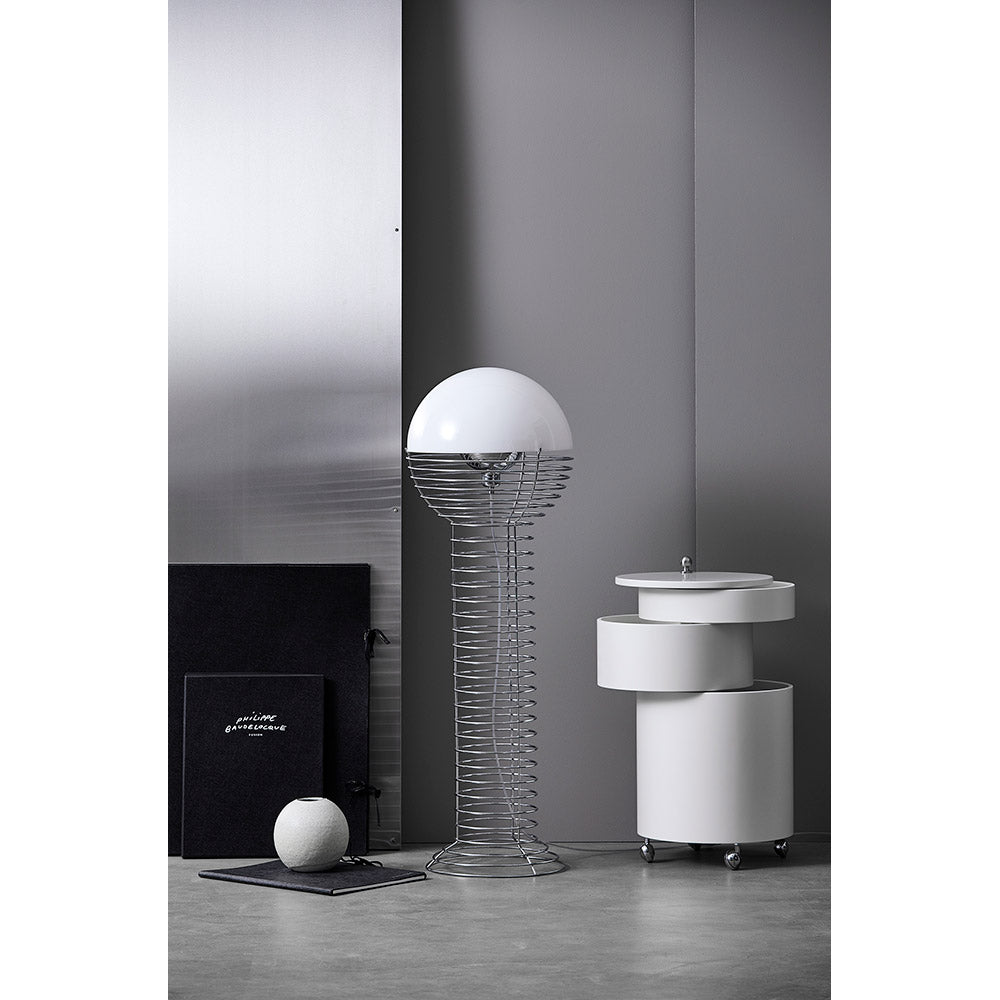 Wire Floor Lamp - Chrome/White