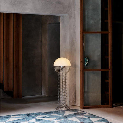 Wire Floor Lamp - Chrome/White