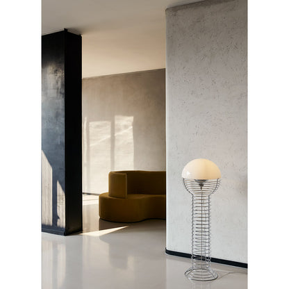 Wire Floor Lamp - Chrome/White